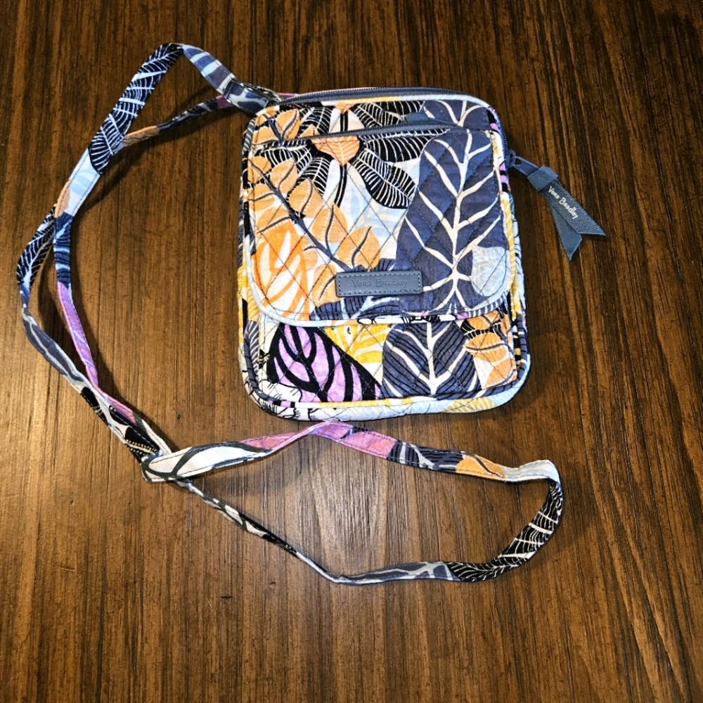 Vera Bradley Crossbody Bucket Bag in Quilted Cotton Palm Floral Pattern